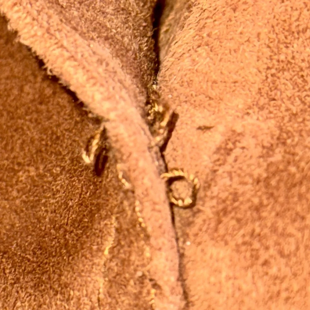 REISS Tobacco Brown Suede Leather Trucker Jacket Shearing Collar Extra Small XS - Picture 6 of 14